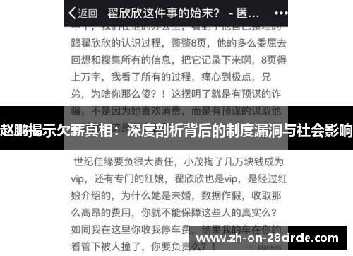 赵鹏揭示欠薪真相:深度剖析背后的制度漏洞与社会影响 赵鹏揭示欠薪真相:深度剖析背后的制度漏洞与社会影响